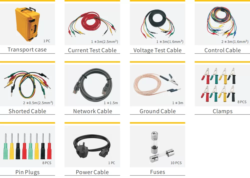 Accessories of PRE 431 3 Current and 4 Voltage Relay Test System