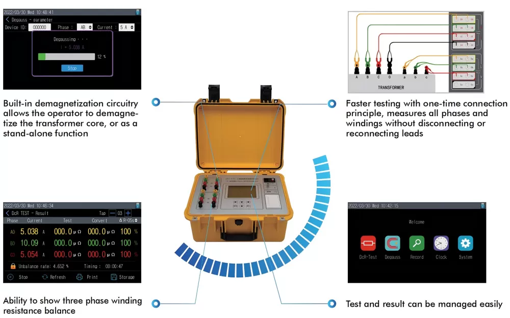 Features of DRT3XXL Series Automated Six-winding Transformer Ohmmeter