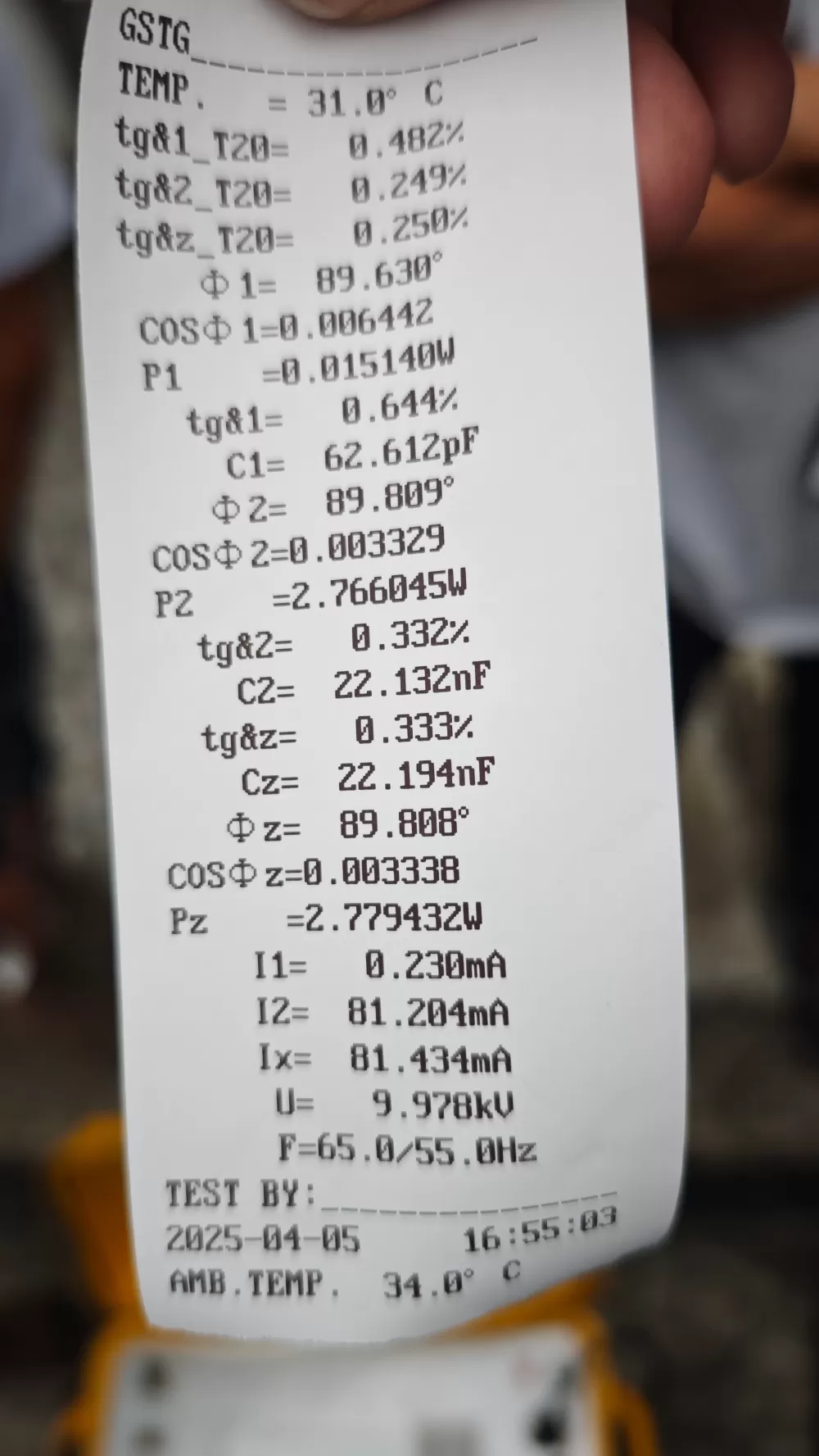 765kV Transformer Tan Delta Test Case